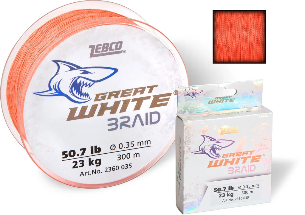 ZEBCO Great White Braid - Geflochtene Schnur - Orange 3 ZEBCO Great White Braid - Geflochtene Schnur - Orange