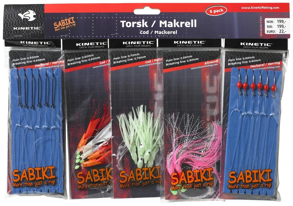 Kinetic Sabiki Rigs 5er Pack - Dorsch-Makrele-Hering 3 Kinetic Sabiki Rigs 5er Pack - Dorsch-Makrele-Hering